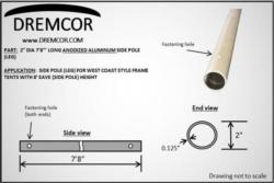 7'8" frame tent aluminum side pole